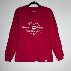Hallmark Channel Watching Shirt Red Long Sleeve Tee Medium